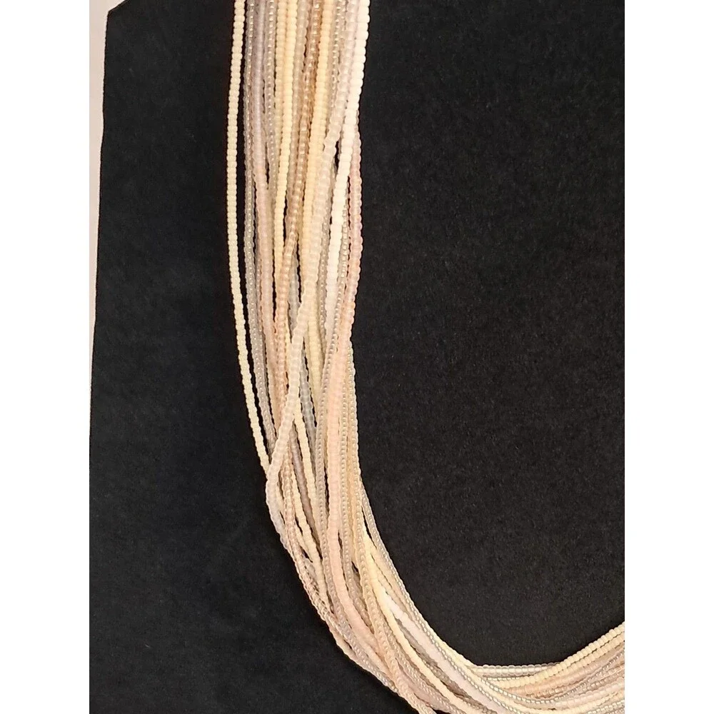 NWT Peyote Bird Multi Strand White Neutrals Seed Bead Necklace 20